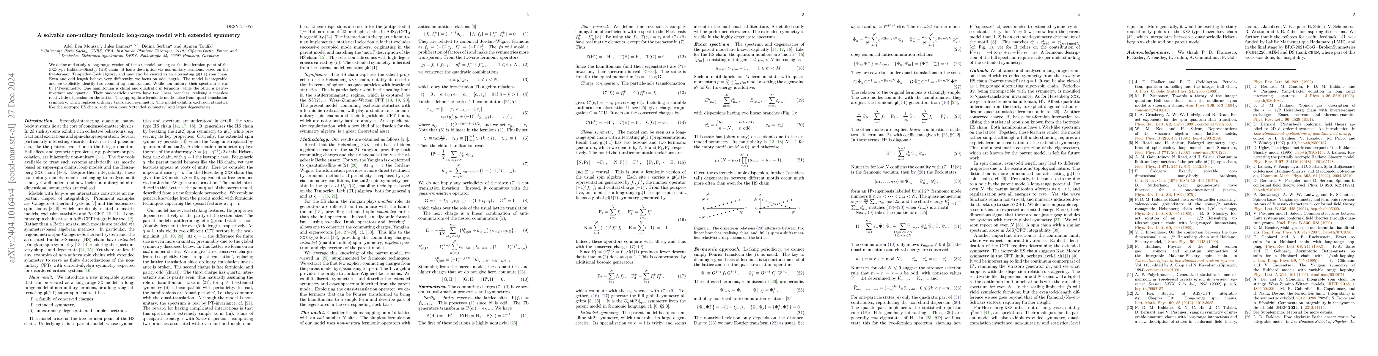 Thumbnail for A solvable non-unitary fermionic long-range model with extended symmetry