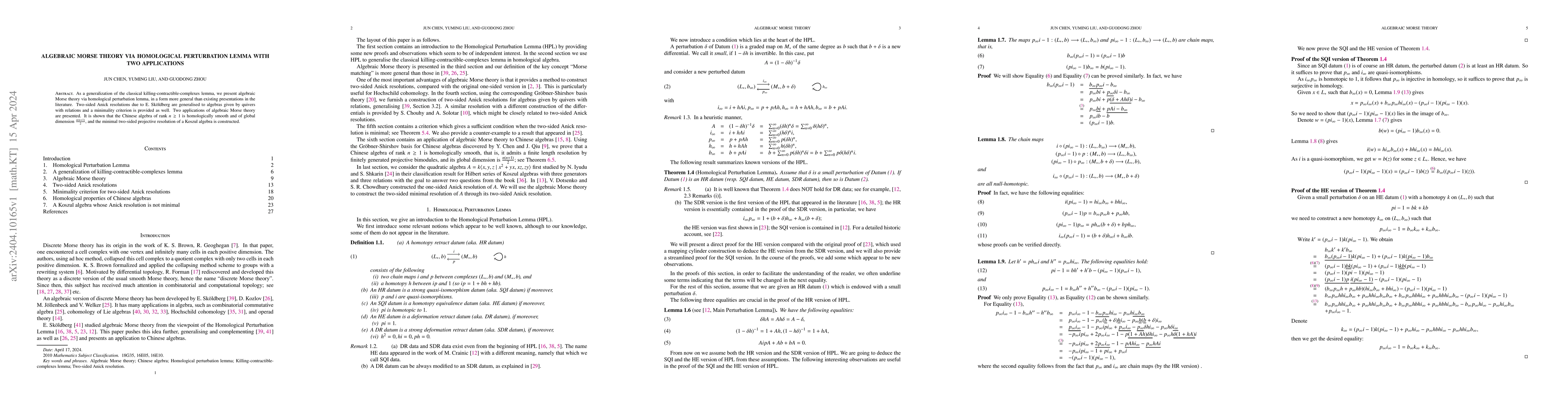 Thumbnail for Algebraic Morse theory via Homological Perturbation Lemma with two
  applications