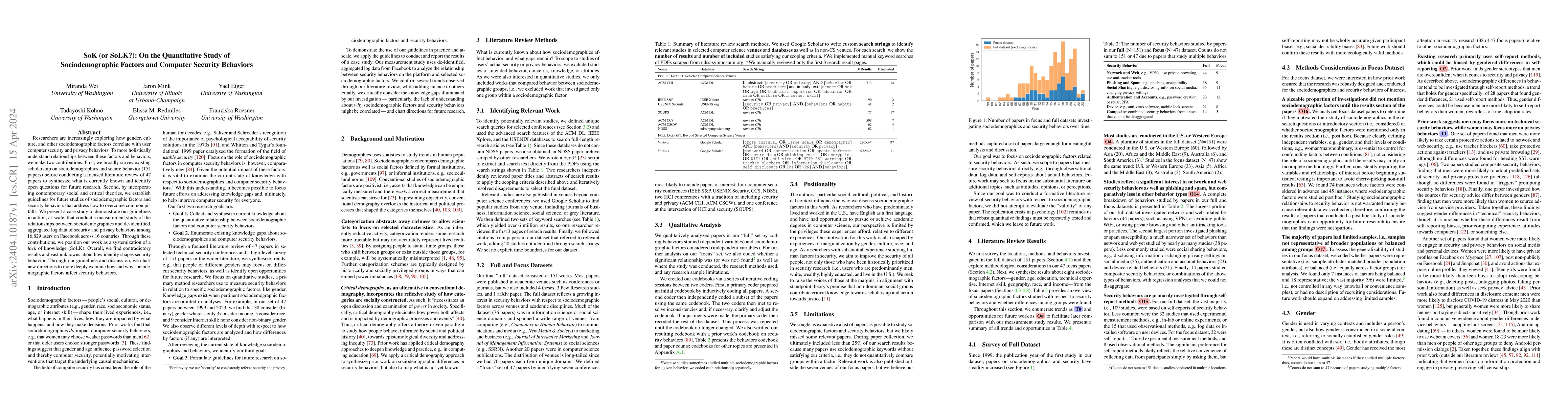 Thumbnail for SoK (or SoLK?): On the Quantitative Study of Sociodemographic Factors
  and Computer Security Behaviors