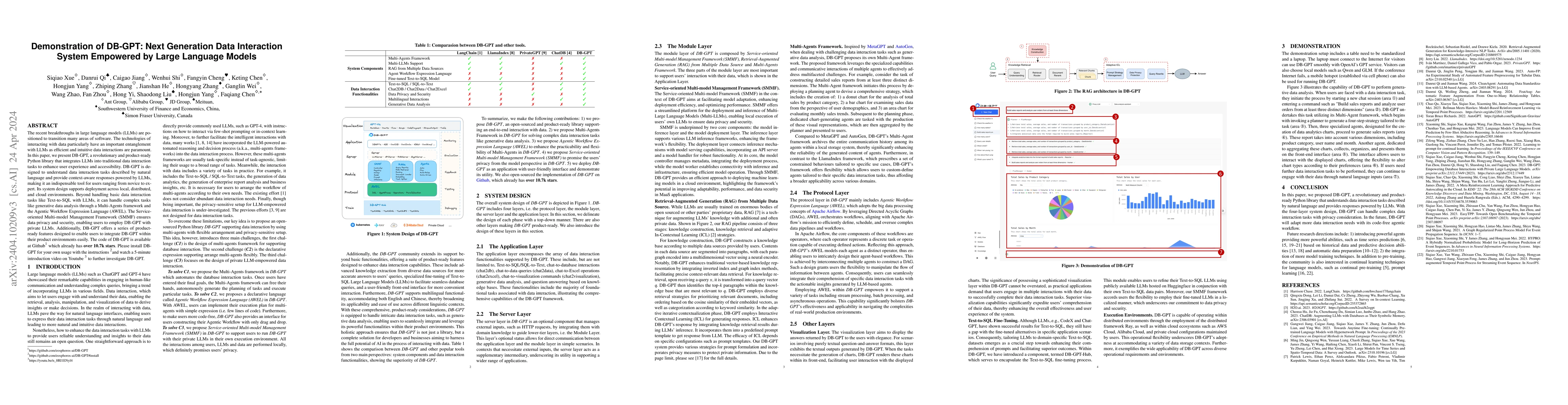 Thumbnail for Demonstration of DB-GPT: Next Generation Data Interaction System
  Empowered by Large Language Models