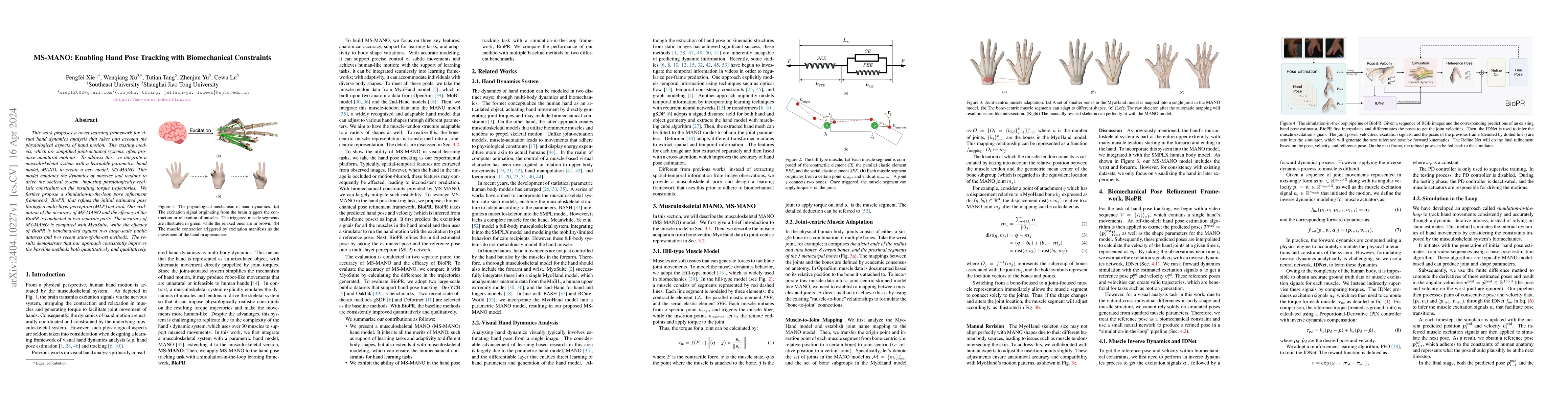 Thumbnail for MS-MANO: Enabling Hand Pose Tracking with Biomechanical Constraints