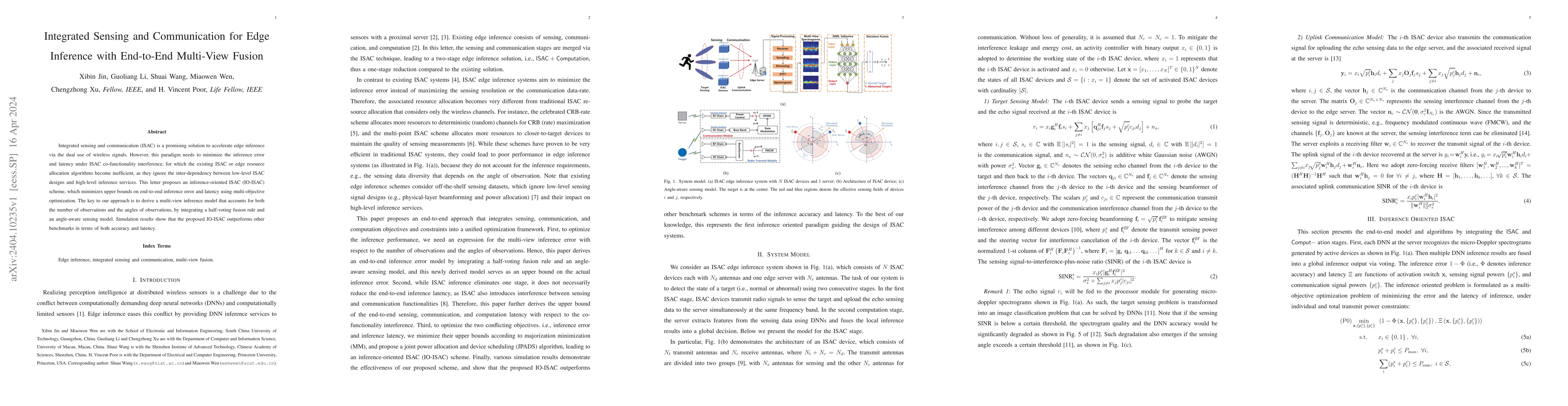 Thumbnail for Integrated Sensing and Communication for Edge Inference with End-to-End
  Multi-View Fusion