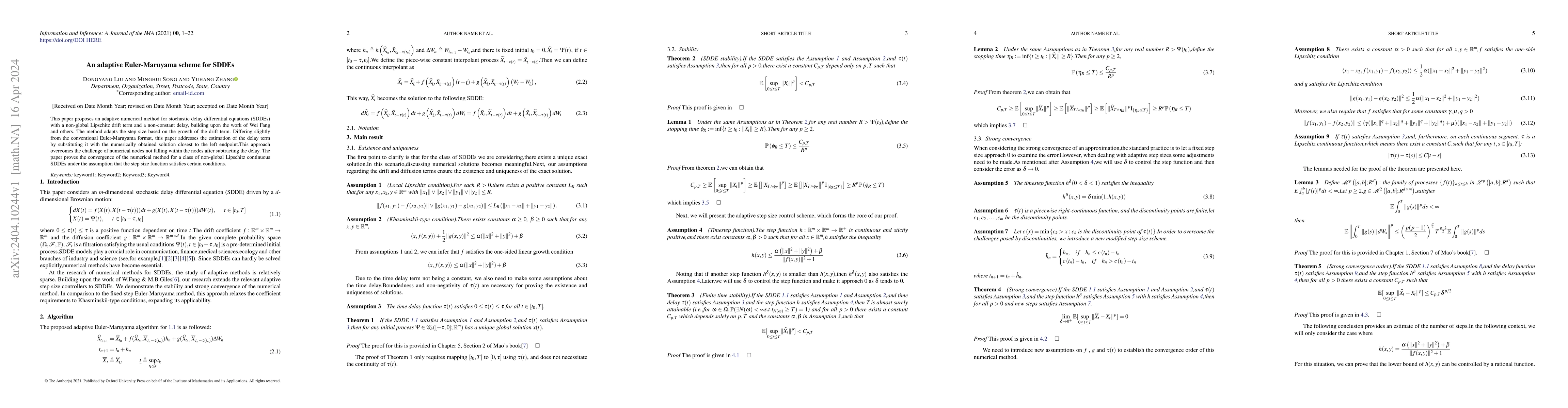 Thumbnail for An adaptive Euler-Maruyama scheme for SDDEs