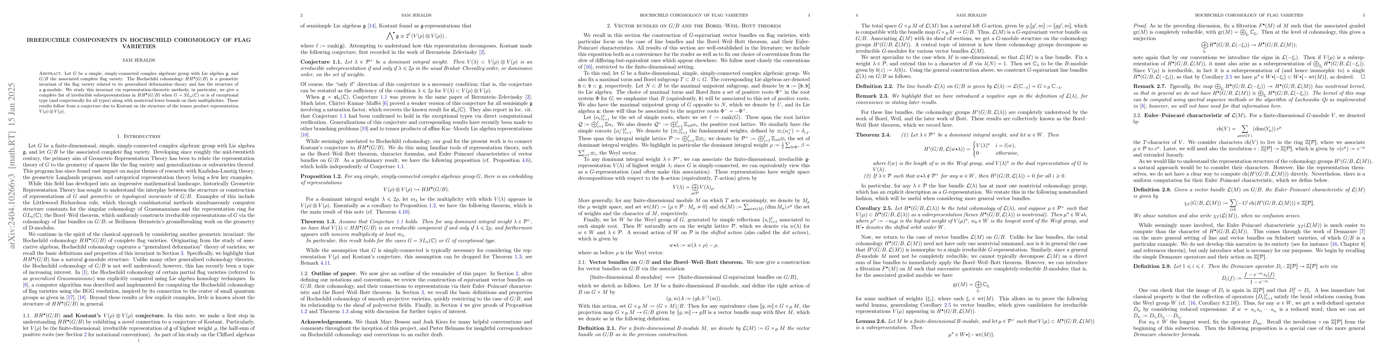 Thumbnail for Irreducible components in Hochschild cohomology of flag varieties