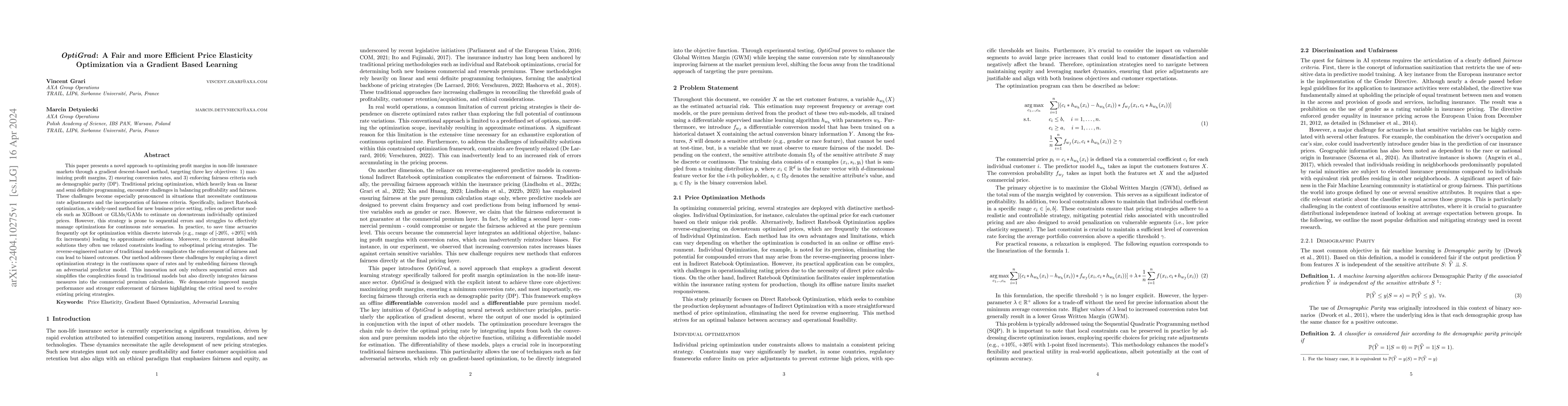 Thumbnail for OptiGrad: A Fair and more Efficient Price Elasticity Optimization via a
  Gradient Based Learning