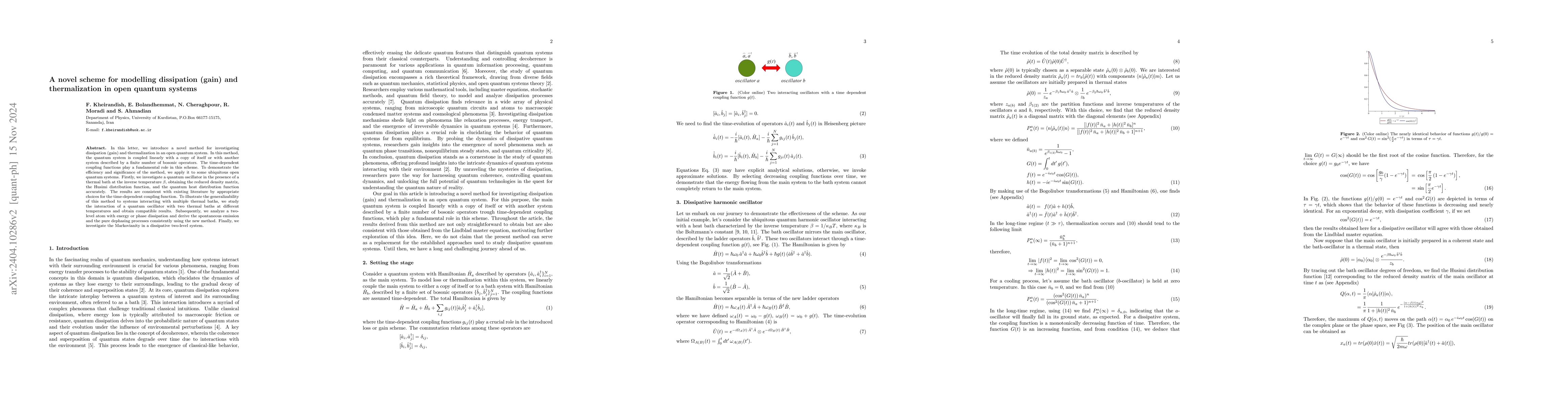 Thumbnail for A novel scheme for modelling dissipation or thermalization in open
  quantum systems