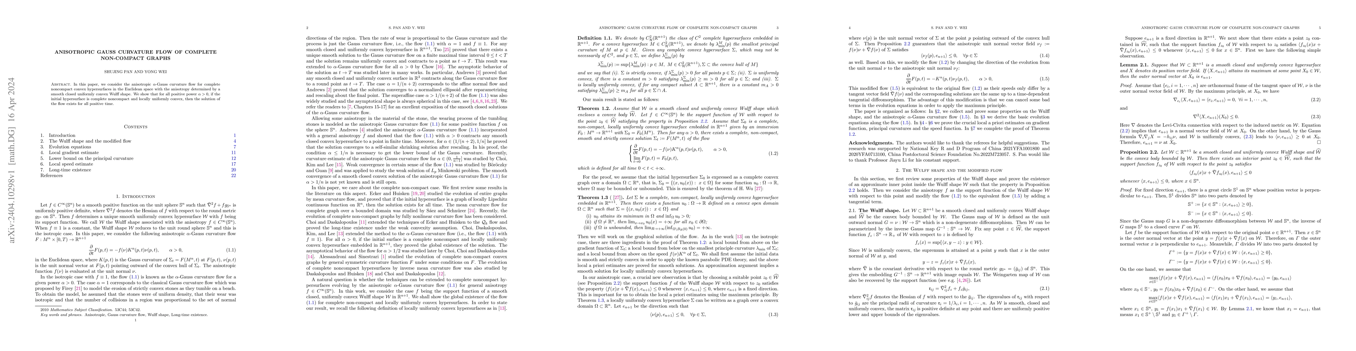 Thumbnail for Anisotropic Gauss curvature flow of complete non-compact graphs