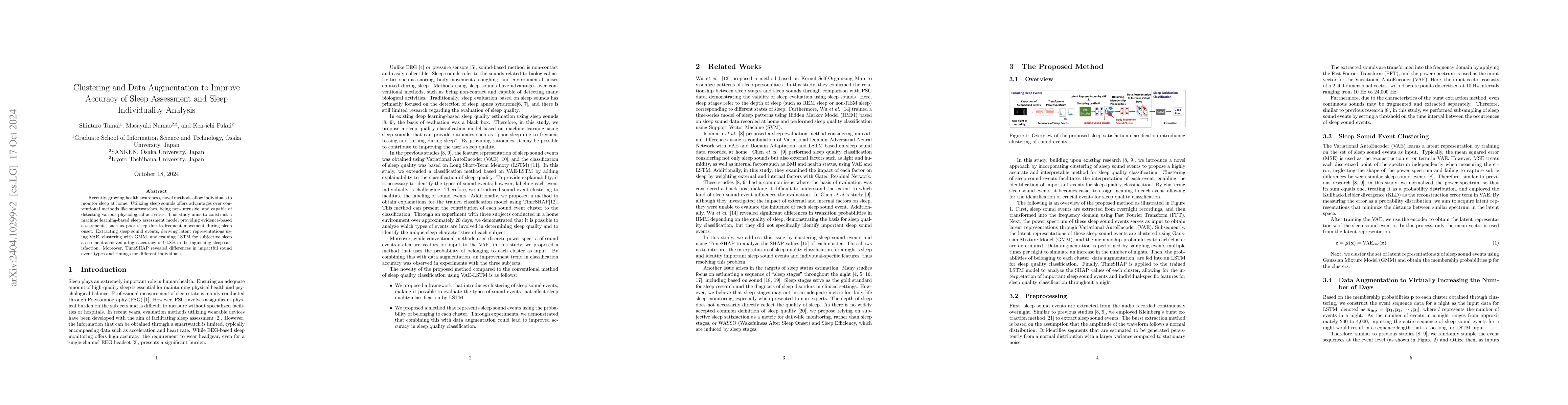 Thumbnail for Clustering and Data Augmentation to Improve Accuracy of Sleep Assessment
  and Sleep Individuality Analysis