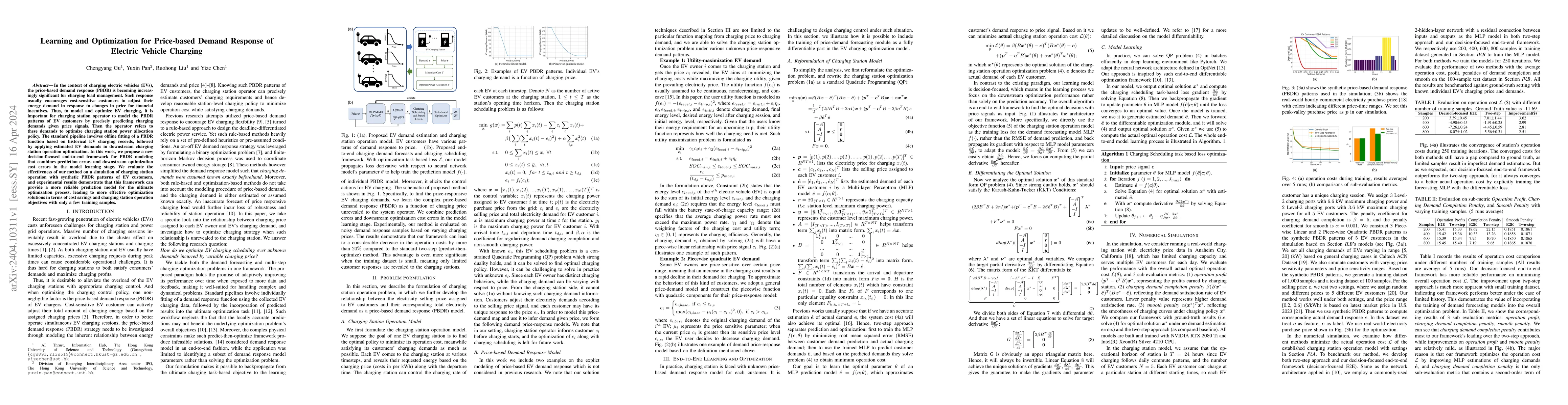 Thumbnail for Learning and Optimization for Price-based Demand Response of Electric
  Vehicle Charging