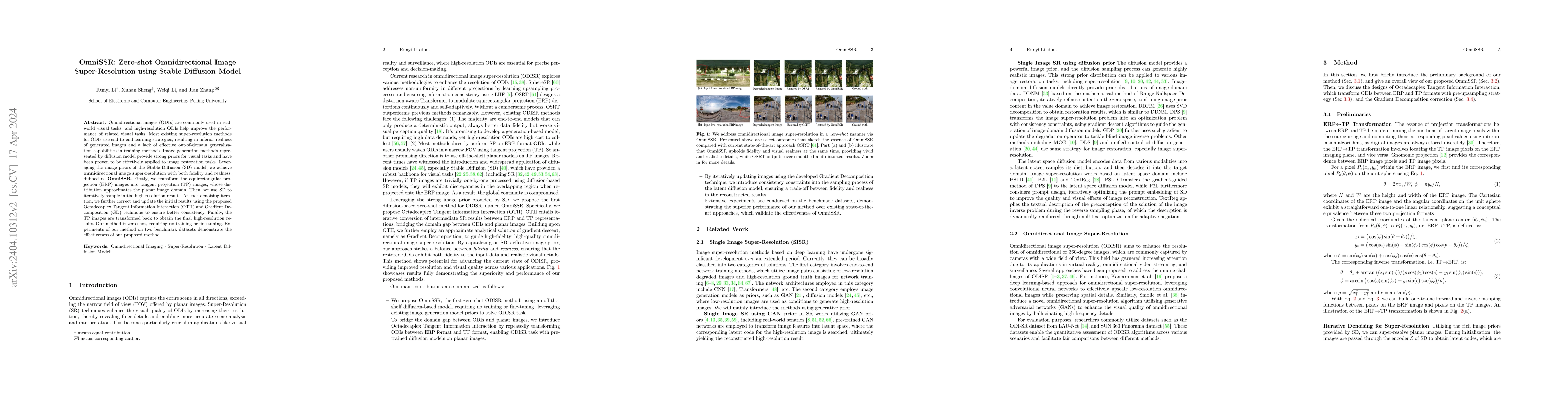 Thumbnail for OmniSSR: Zero-shot Omnidirectional Image Super-Resolution using Stable
  Diffusion Model