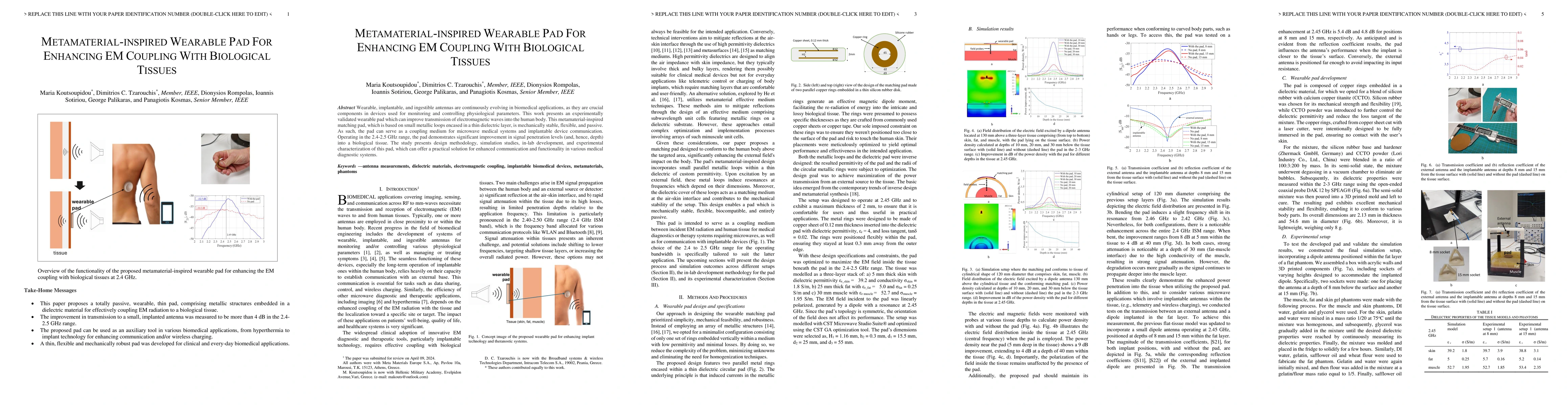 Thumbnail for Metamaterial-inspired Wearable Pad for Enhancing EM Coupling with
  Biological Tissues