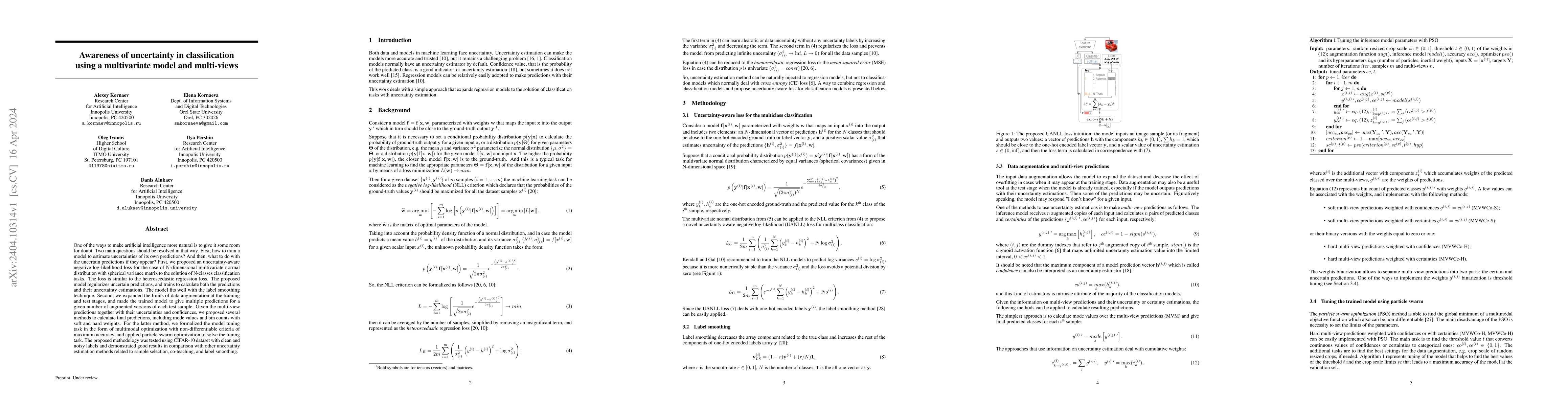 Thumbnail for Awareness of uncertainty in classification using a multivariate model
  and multi-views