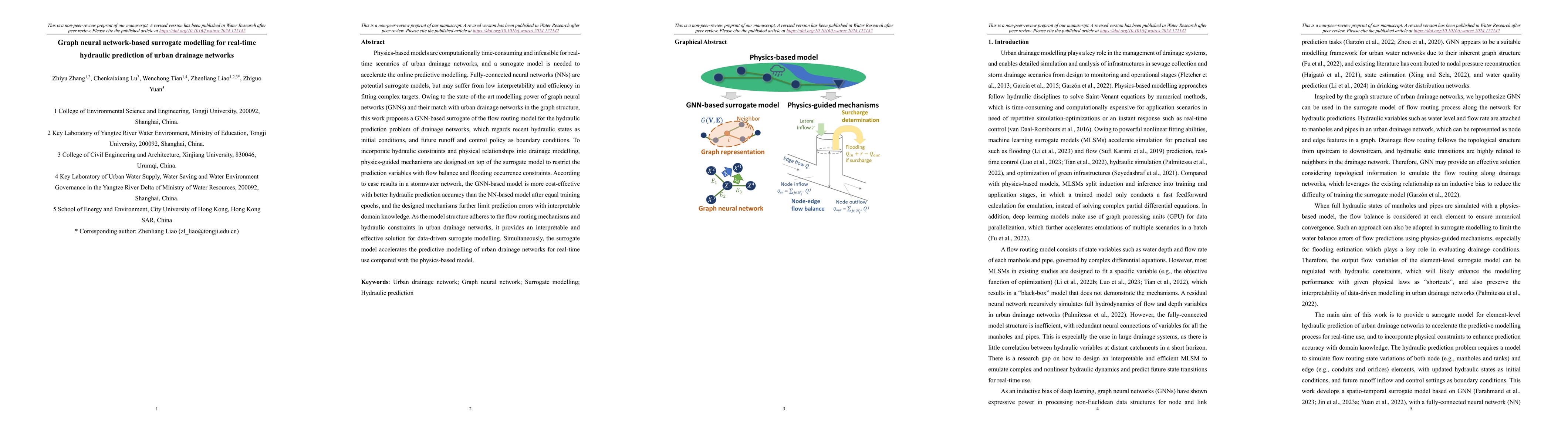 Thumbnail for Graph neural network-based surrogate modelling for real-time hydraulic
  prediction of urban drainage networks