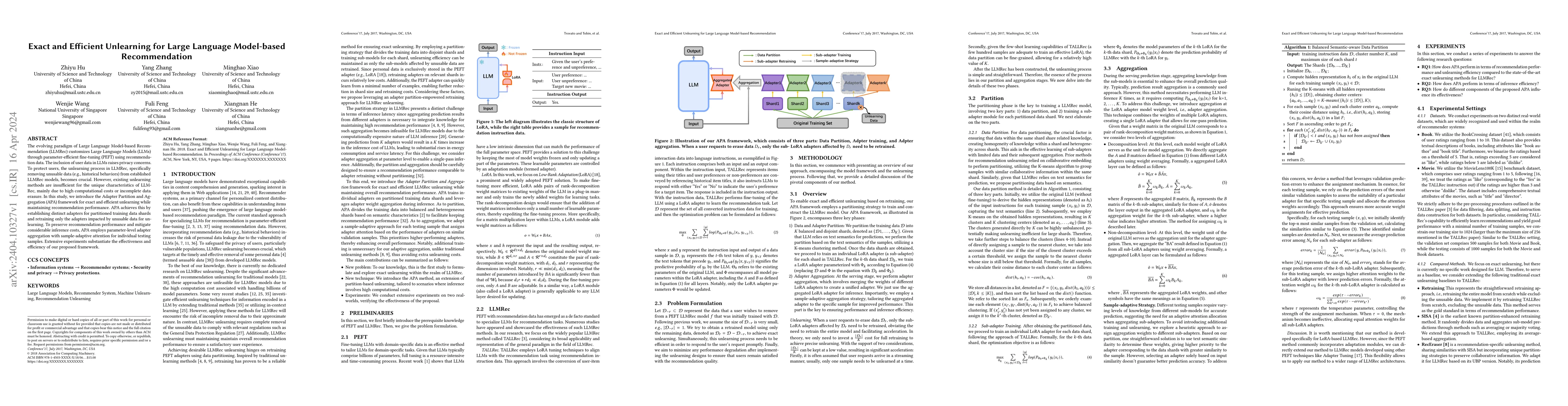 Thumbnail for Exact and Efficient Unlearning for Large Language Model-based
  Recommendation