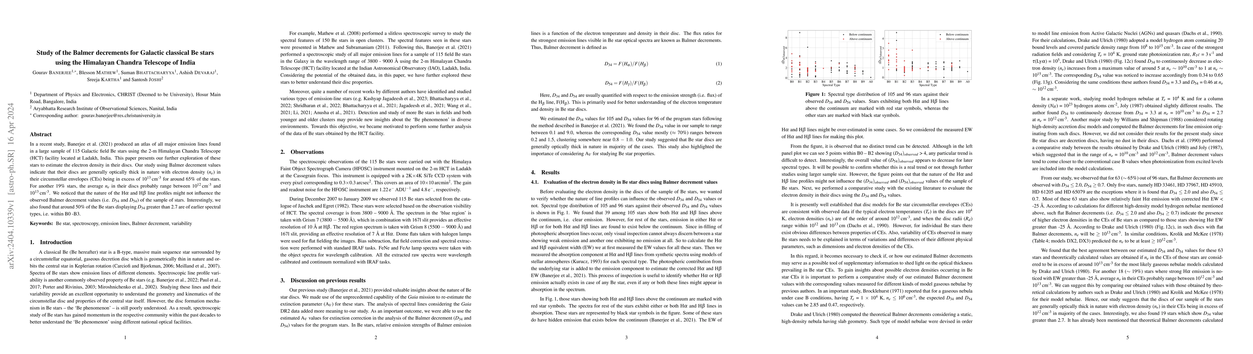 Thumbnail for Study of the Balmer decrements for Galactic classical Be stars using the
  Himalayan Chandra Telescope of India