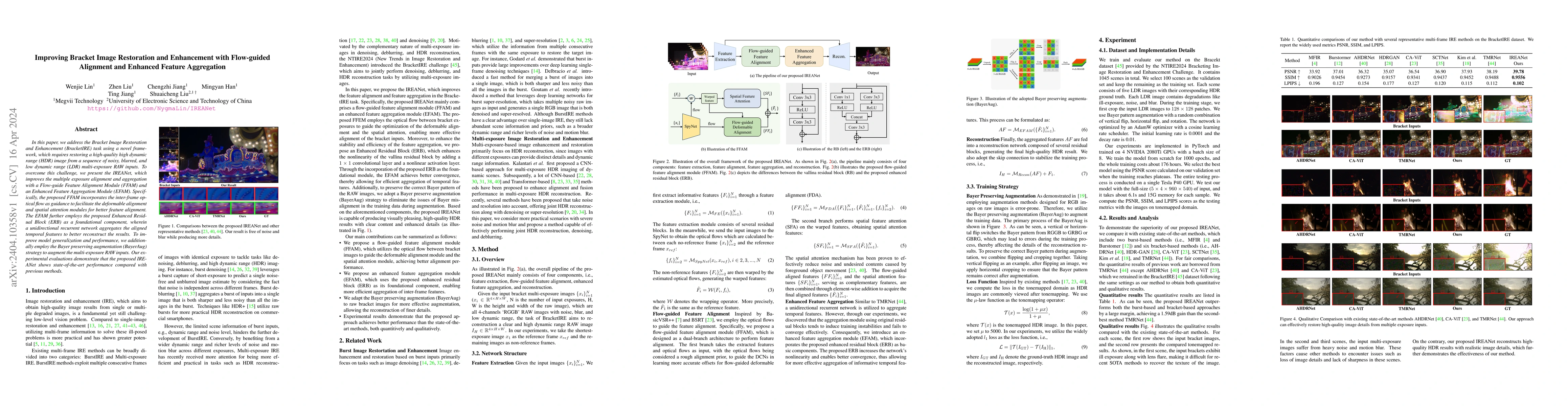 Thumbnail for Improving Bracket Image Restoration and Enhancement with Flow-guided
  Alignment and Enhanced Feature Aggregation