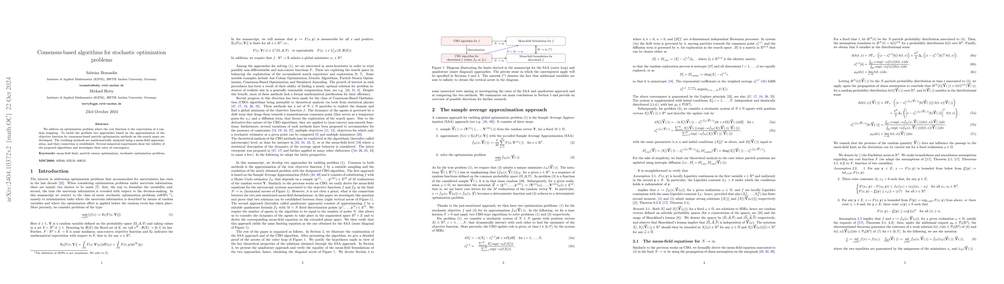 Thumbnail for Consensus-based algorithms for stochastic optimization problems