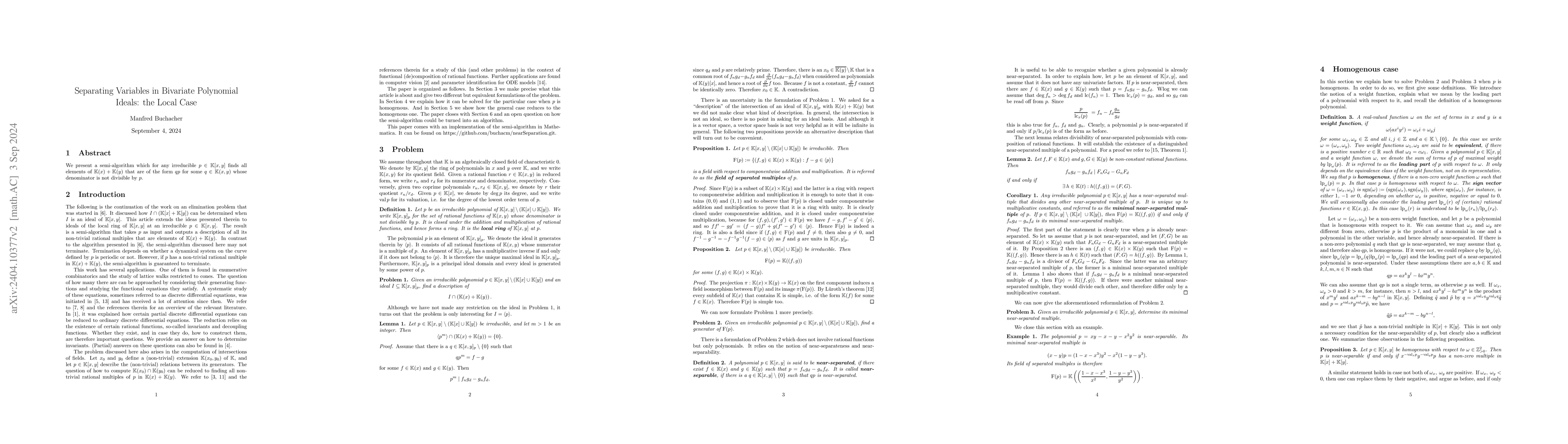 Thumbnail for Separating Variables in Bivariate Polynomial Ideals: the Local Case