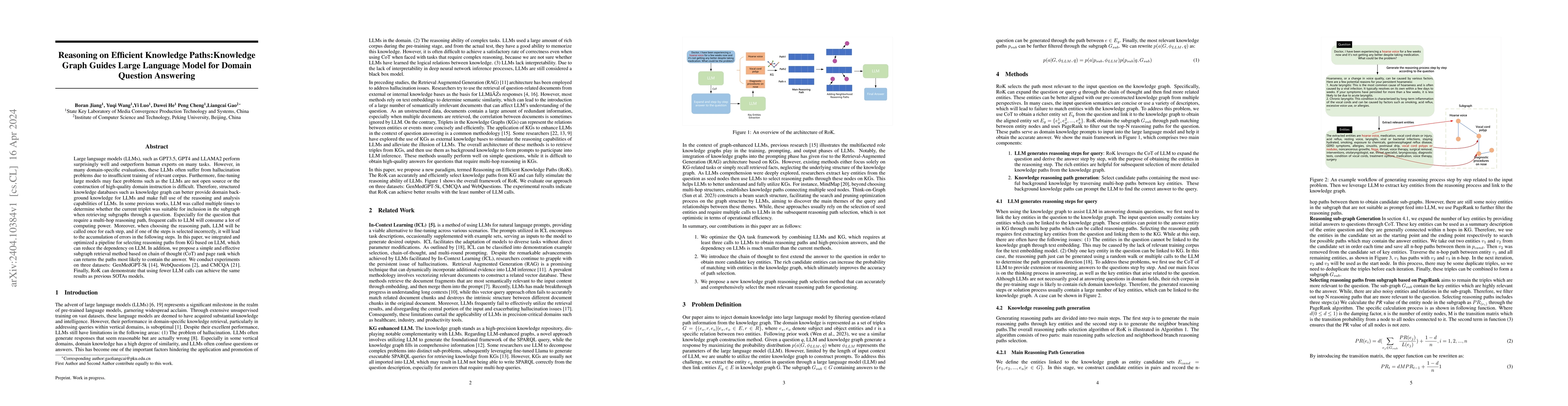 Thumbnail for Reasoning on Efficient Knowledge Paths:Knowledge Graph Guides Large
  Language Model for Domain Question Answering