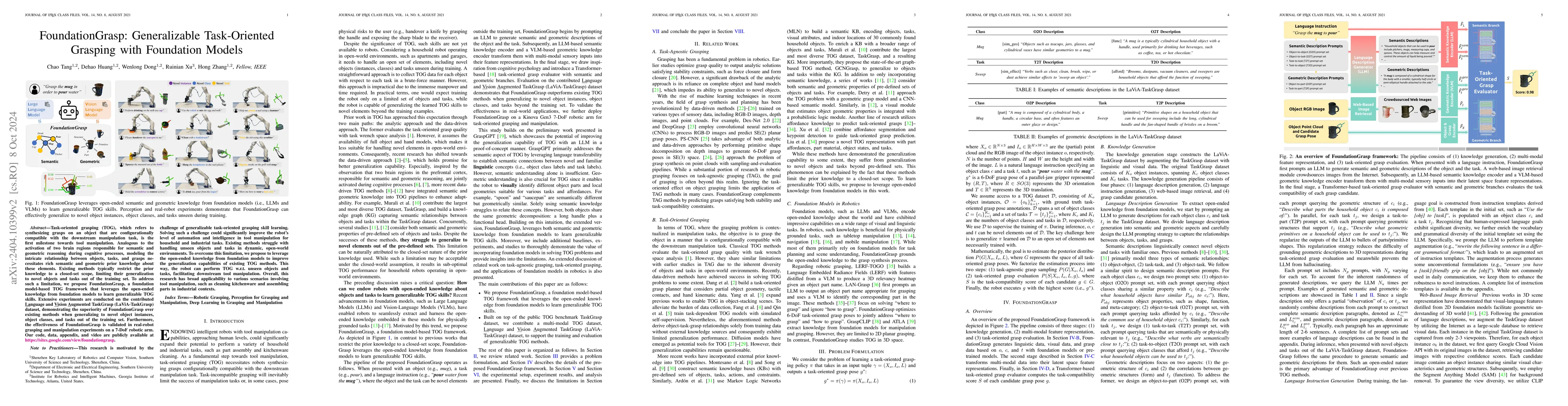 Thumbnail for FoundationGrasp: Generalizable Task-Oriented Grasping with Foundation
  Models