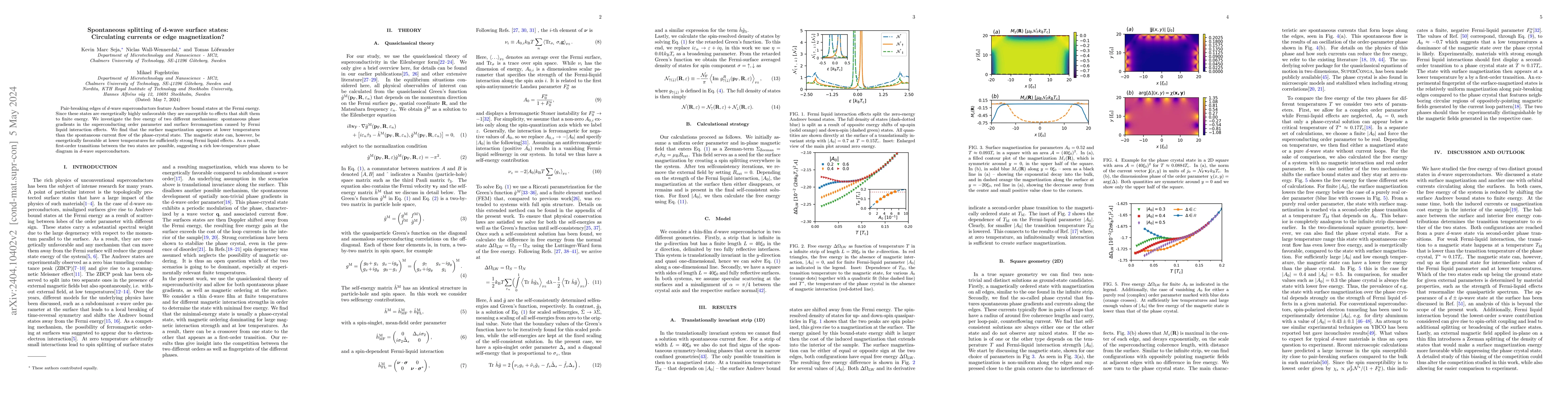 Thumbnail for Spontaneous splitting of d-wave surface states: Circulating currents or
  edge magnetization?