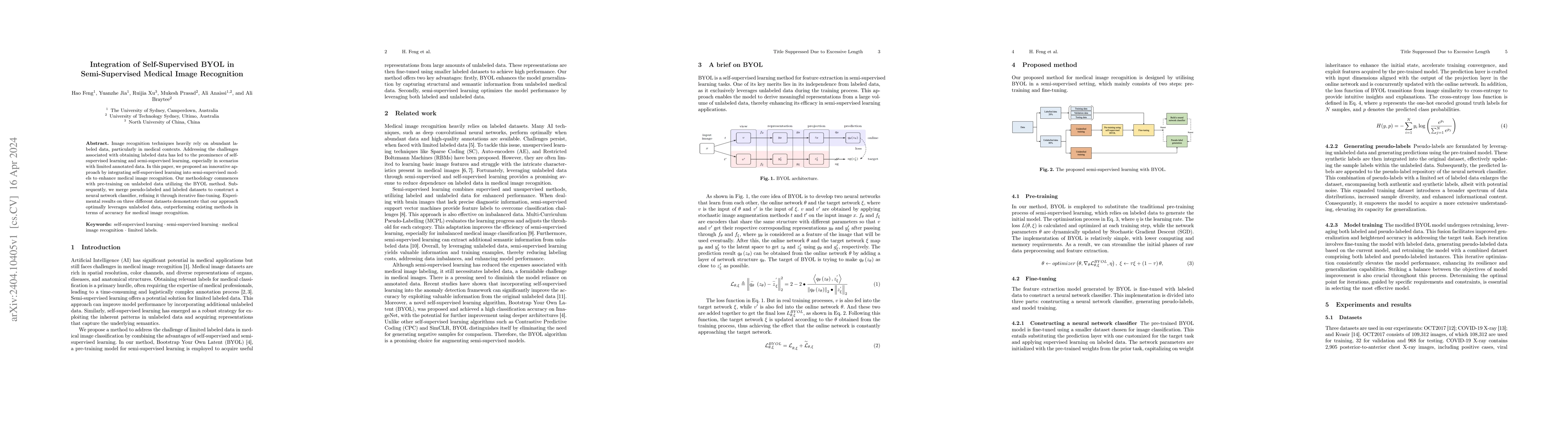 Thumbnail for Integration of Self-Supervised BYOL in Semi-Supervised Medical Image
  Recognition
