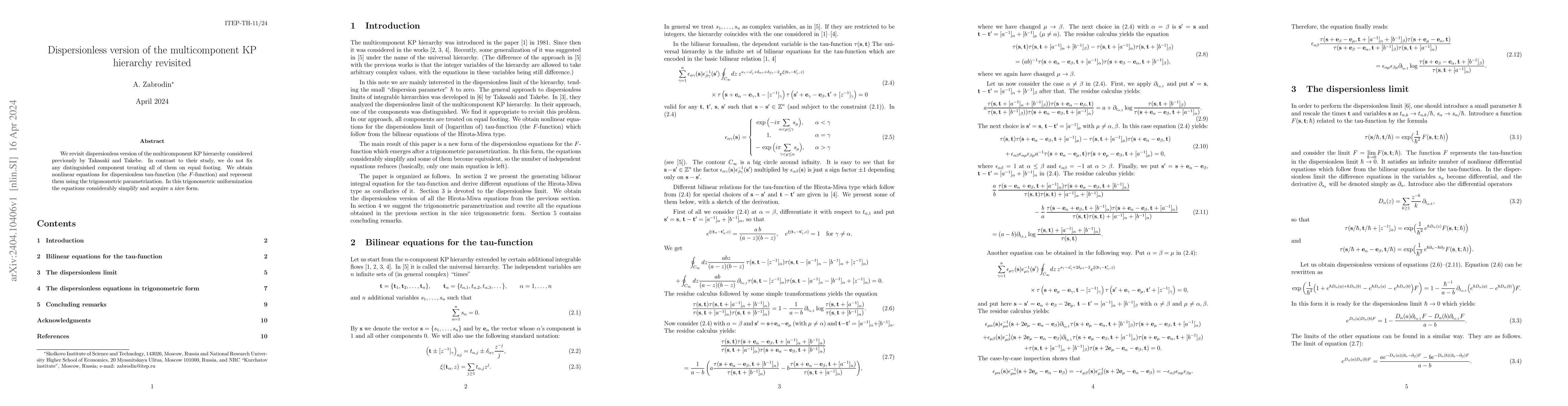Thumbnail for Dispersionless version of the multicomponent KP hierarchy revisited