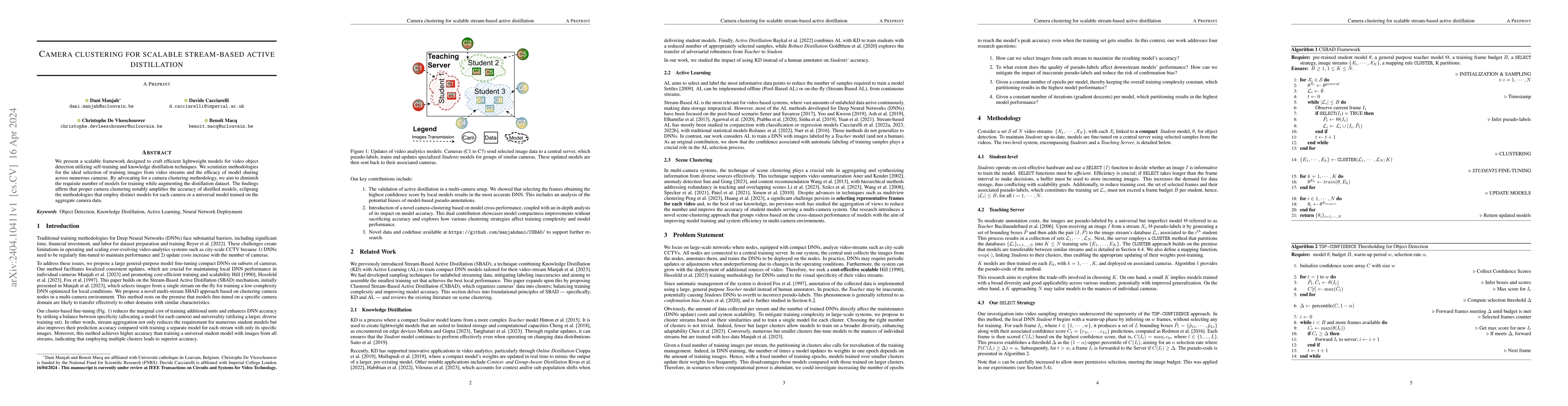 Thumbnail for Camera clustering for scalable stream-based active distillation