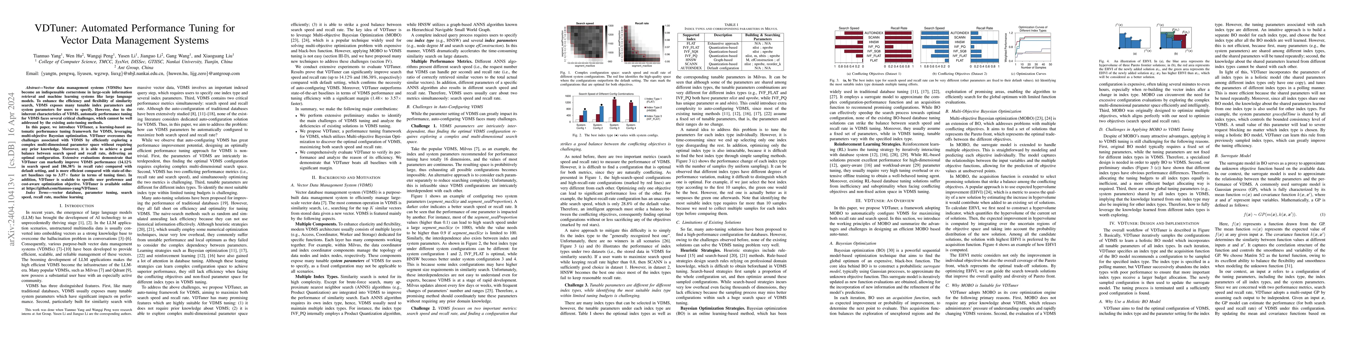 Thumbnail for VDTuner: Automated Performance Tuning for Vector Data Management Systems