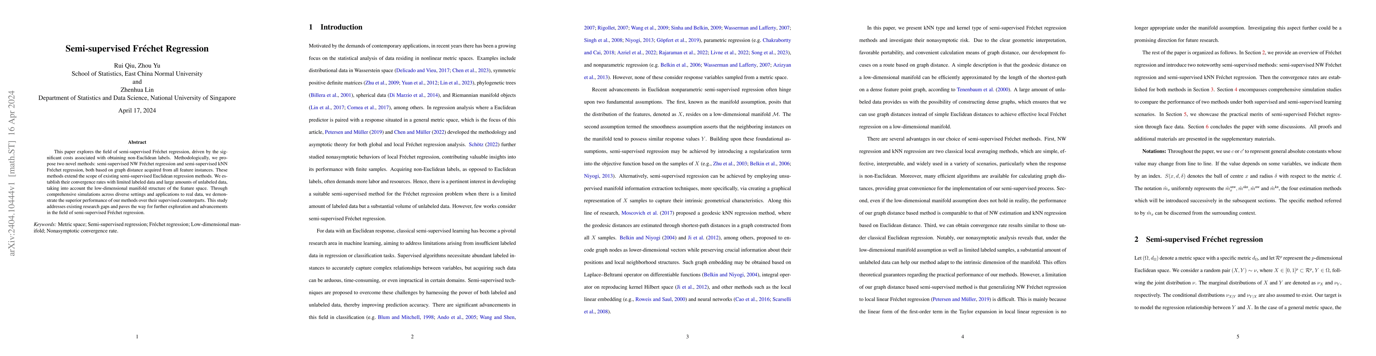 Thumbnail for Semi-supervised Fr\'echet Regression