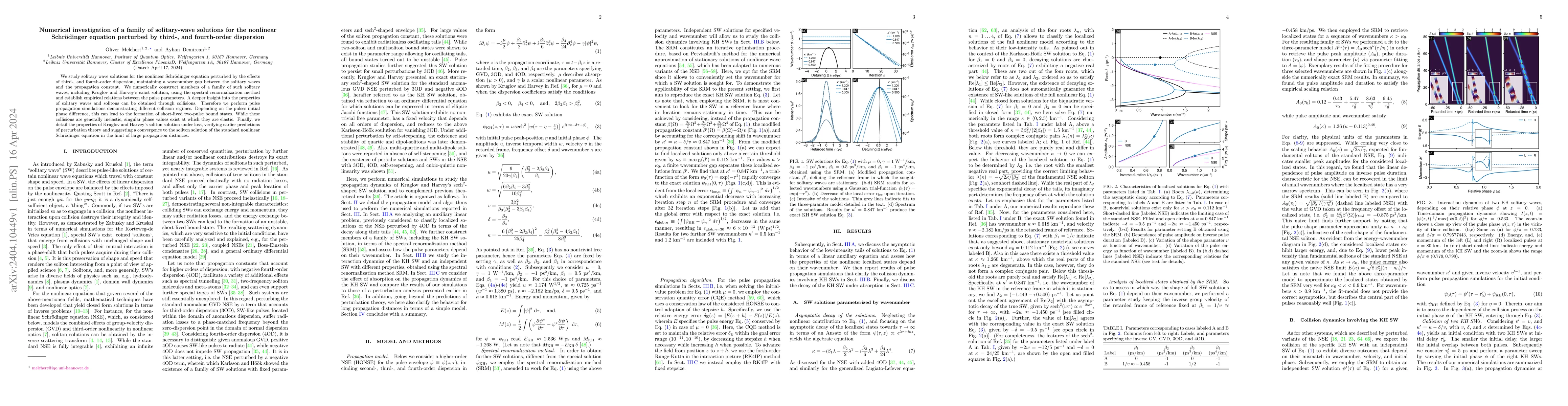 Thumbnail for Numerical investigation of a family of solitary-wave solutions for the
  nonlinear Schr\"odinger equation perturbed by third-, and fourth-order
  dispersion