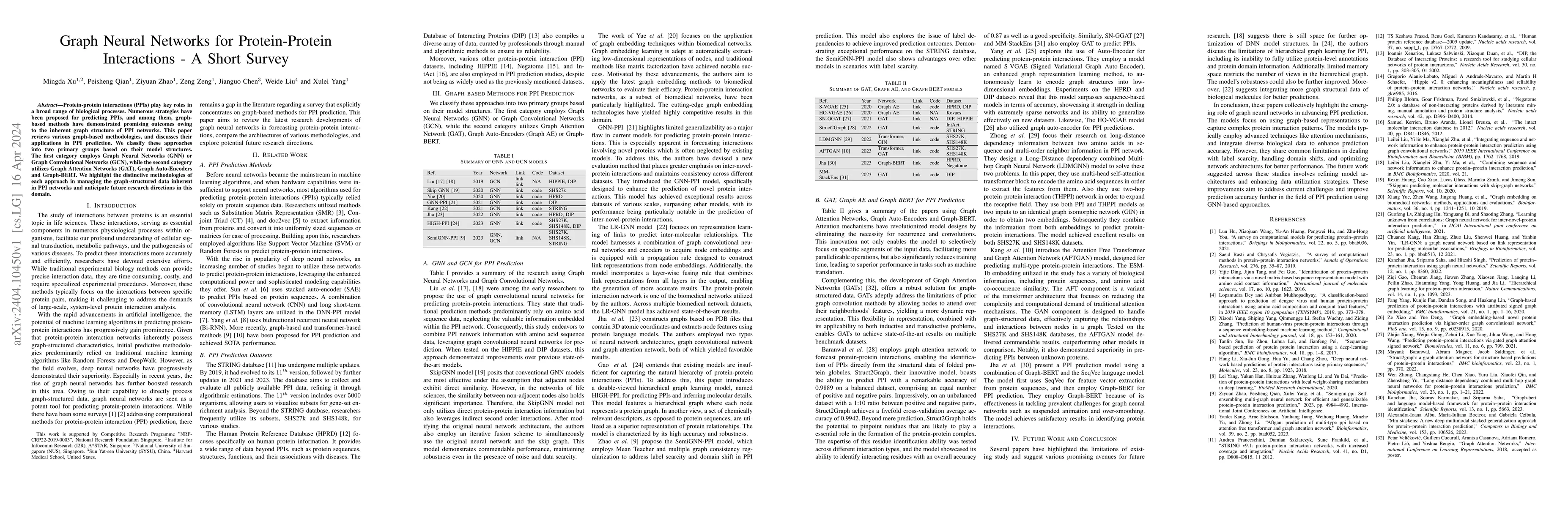 Thumbnail for Graph Neural Networks for Protein-Protein Interactions -- A Short Survey