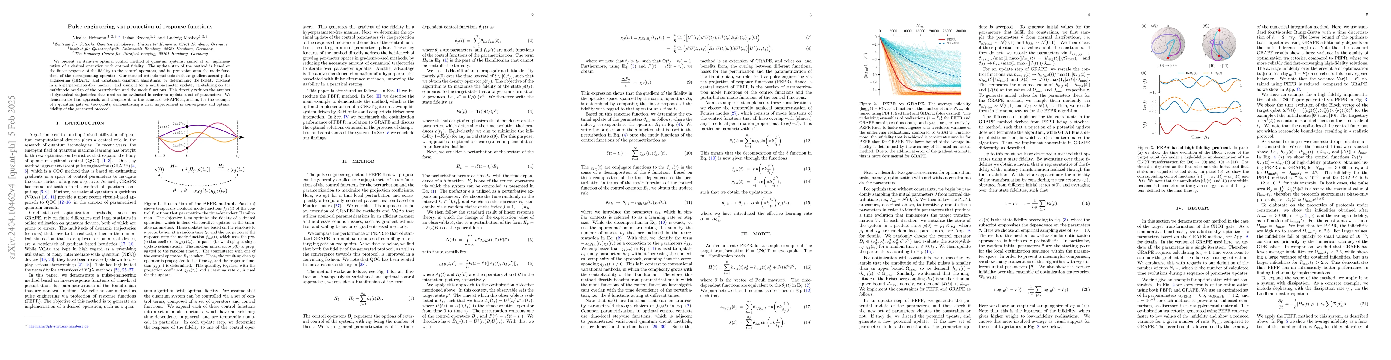 Thumbnail for Pulse Engineering via Projection of Response Functions