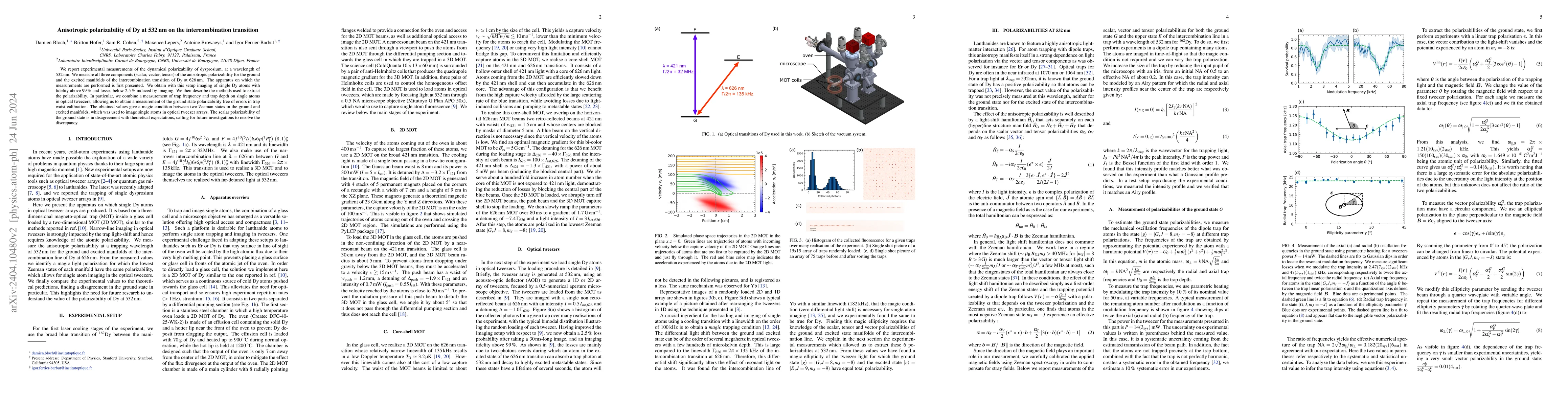 Thumbnail for Anisotropic polarizability of Dy at 532 nm on the intercombination
  transition