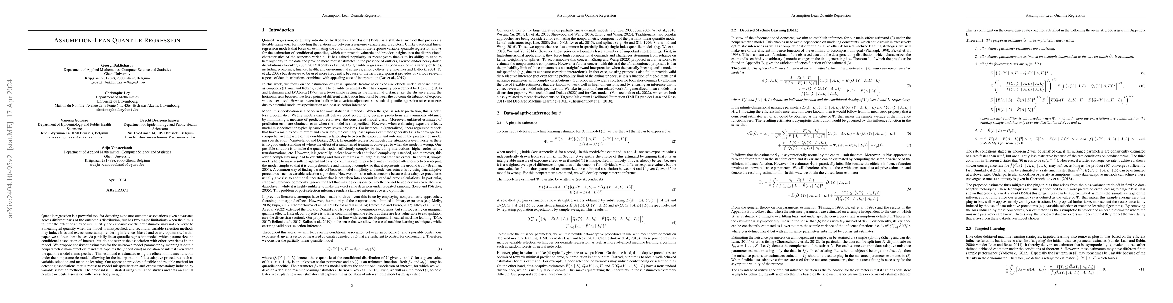 Thumbnail for Assumption-Lean Quantile Regression