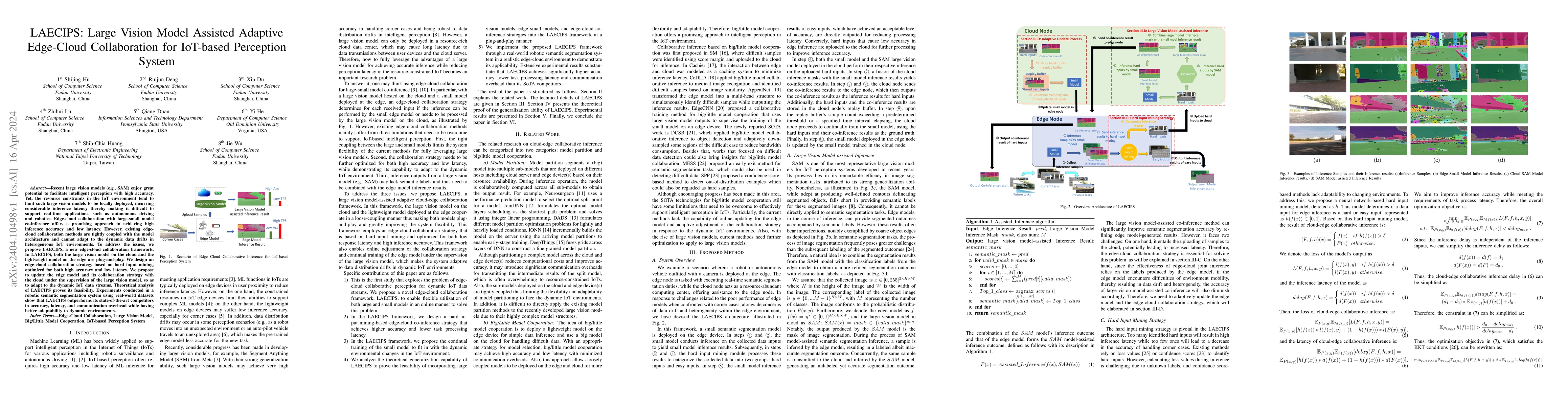 Thumbnail for LAECIPS: Large Vision Model Assisted Adaptive Edge-Cloud Collaboration
  for IoT-based Perception System