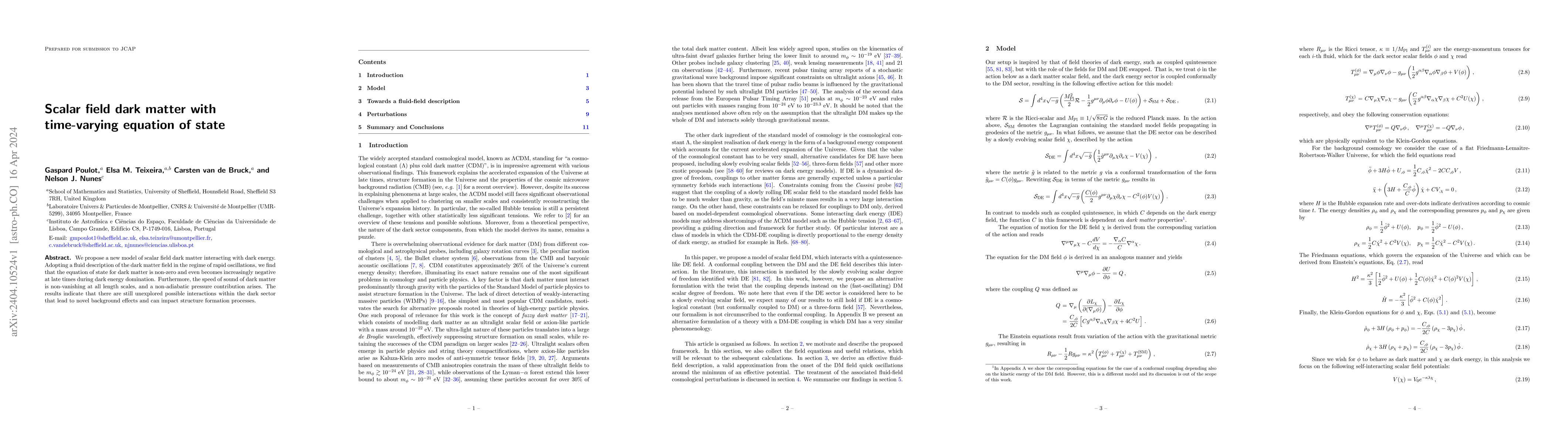 Thumbnail for Scalar field dark matter with time-varying equation of state