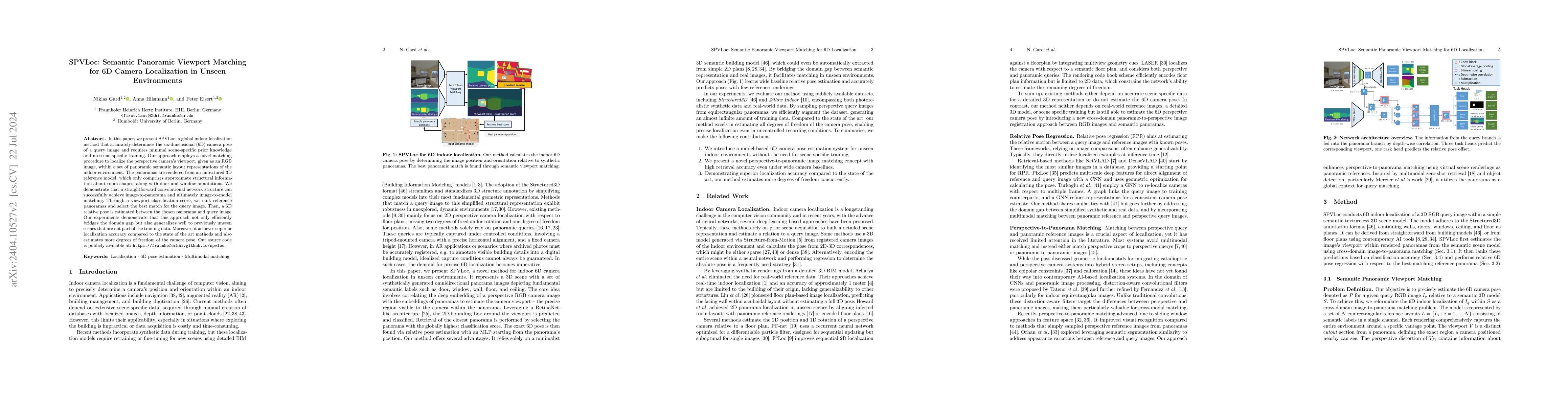 Thumbnail for SPVLoc: Semantic Panoramic Viewport Matching for 6D Camera Localization
  in Unseen Environments