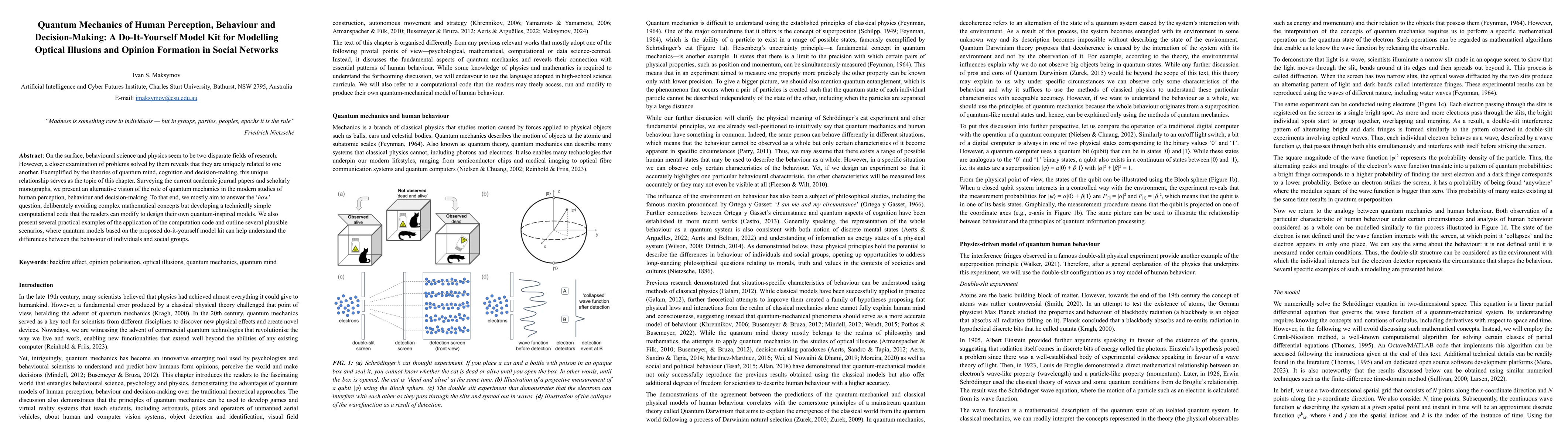 Thumbnail for Quantum Mechanics of Human Perception, Behaviour and Decision-Making: A
  Do-It-Yourself Model Kit for Modelling Optical Illusions and Opinion
  Formation in Social Networks
