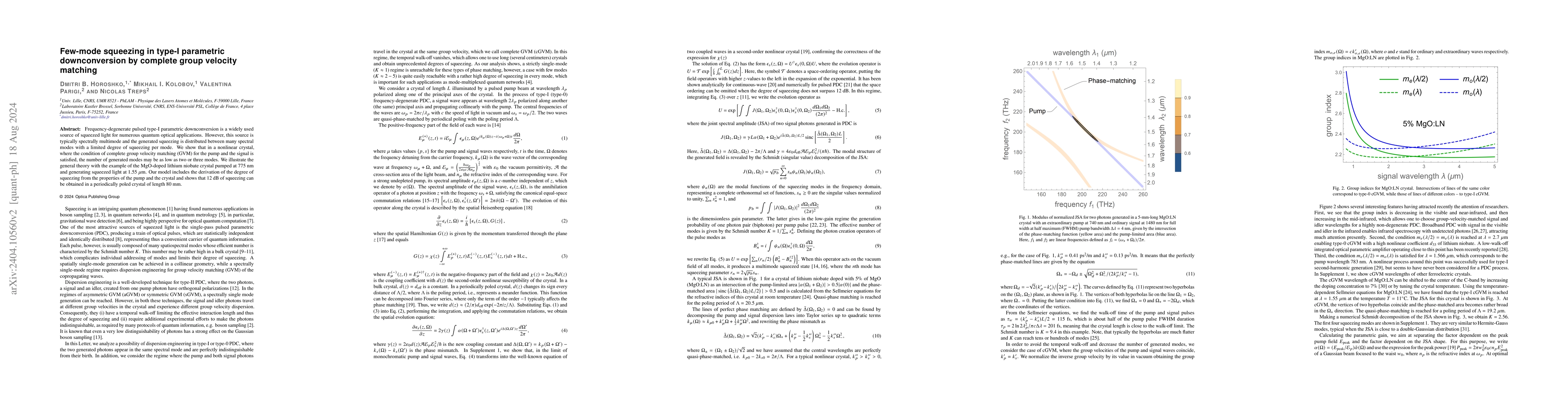 Thumbnail for Few-mode squeezing in type-I parametric downconversion by complete group
  velocity matching