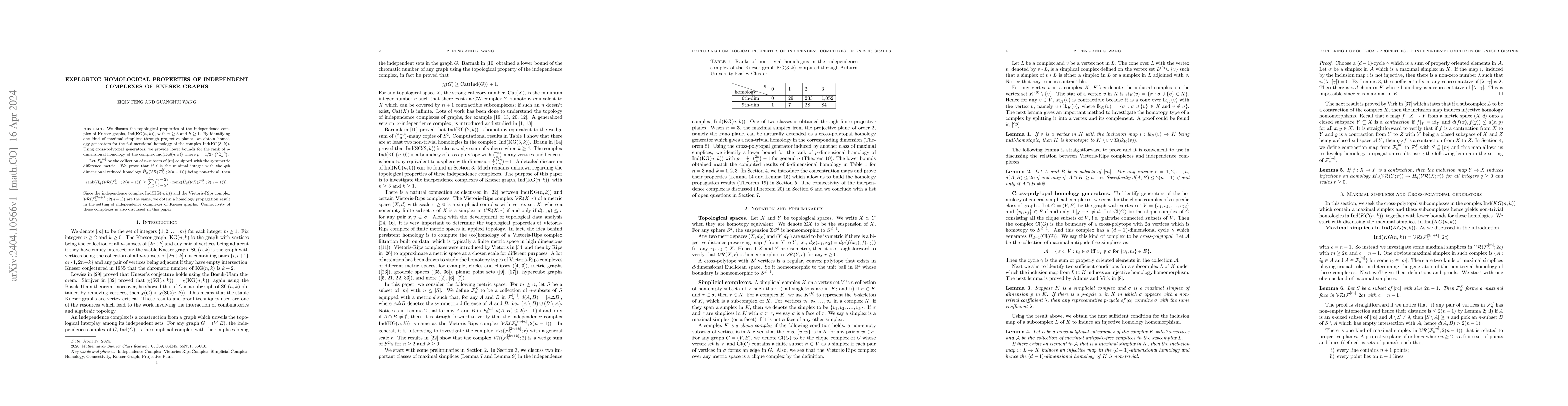 Thumbnail for Exploring Homological Properties of Independent Complexes of Kneser
  Graphs