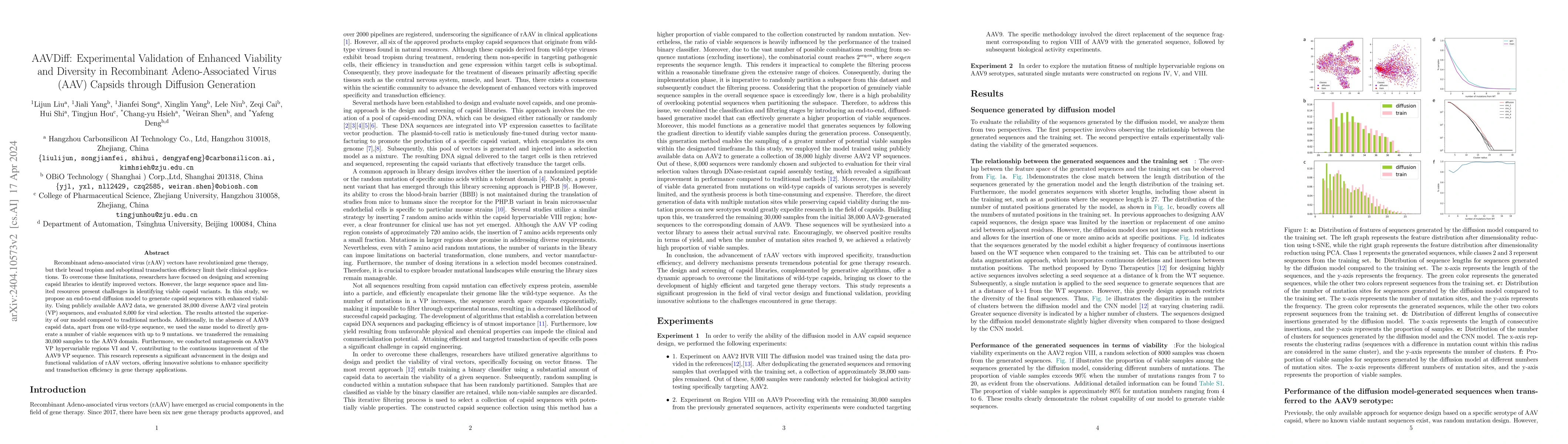 Thumbnail for AAVDiff: Experimental Validation of Enhanced Viability and Diversity in
  Recombinant Adeno-Associated Virus (AAV) Capsids through Diffusion Generation
