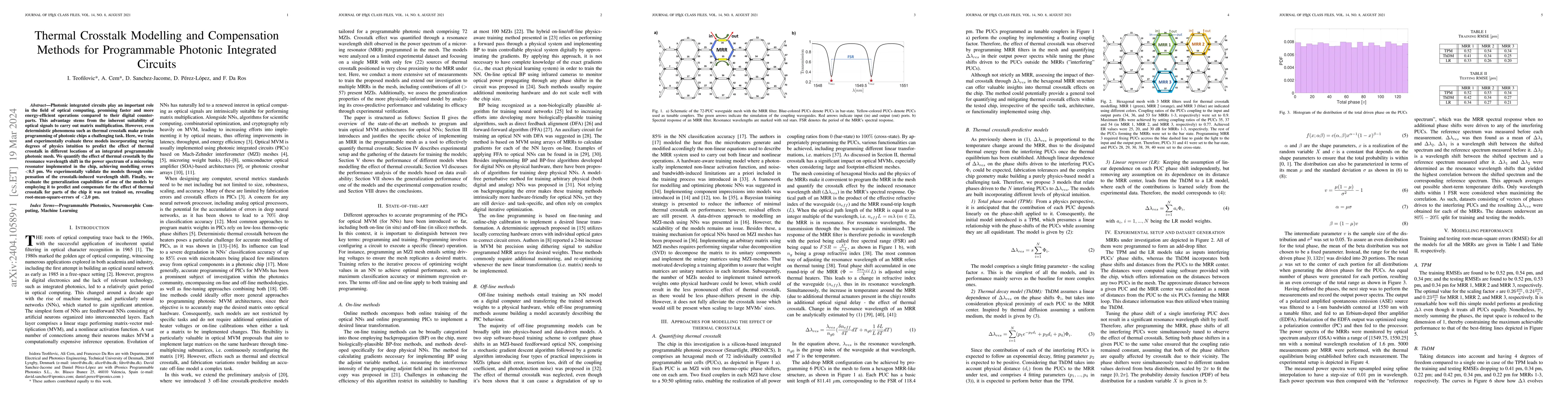 Thumbnail for Thermal Crosstalk Modelling and Compensation Methods for Programmable
  Photonic Integrated Circuits