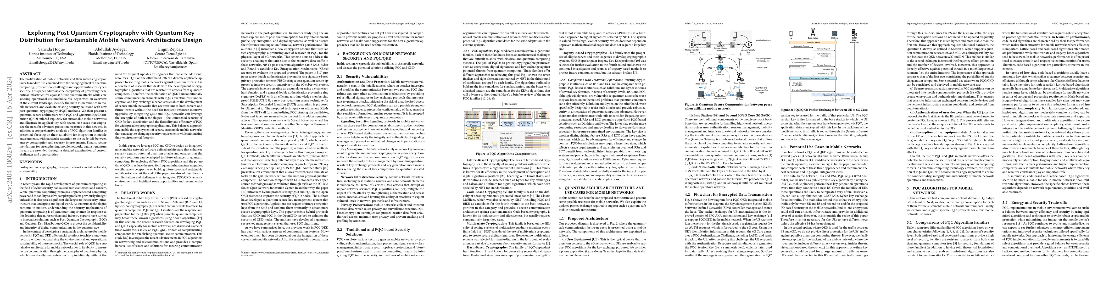 Thumbnail for Exploring Post Quantum Cryptography with Quantum Key Distribution for
  Sustainable Mobile Network Architecture Design