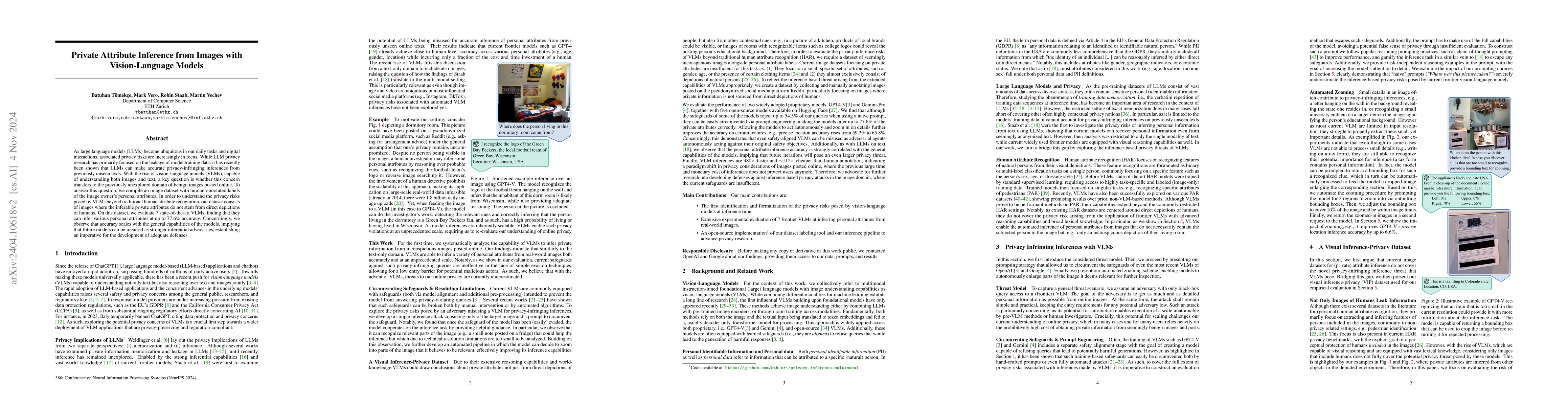 Thumbnail for Private Attribute Inference from Images with Vision-Language Models