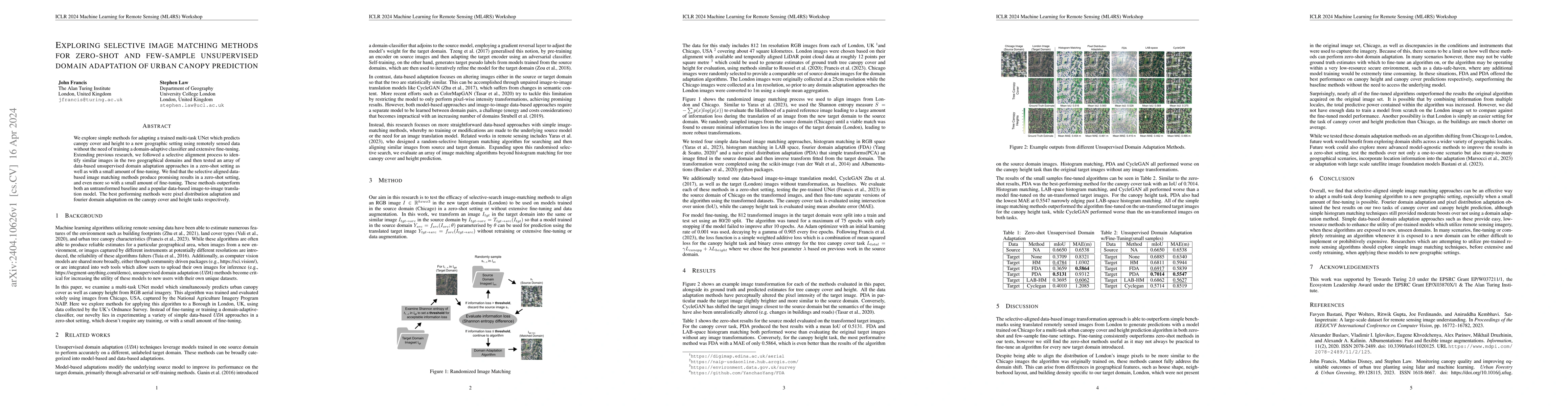Thumbnail for Exploring selective image matching methods for zero-shot and few-sample
  unsupervised domain adaptation of urban canopy prediction