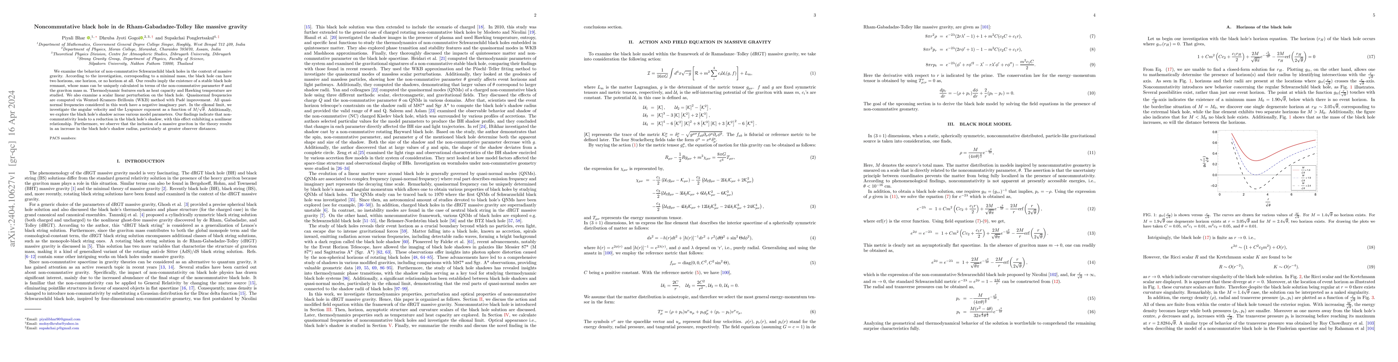 Thumbnail for Noncommutative black hole in de Rham-Gabadadze-Tolley like massive
  gravity