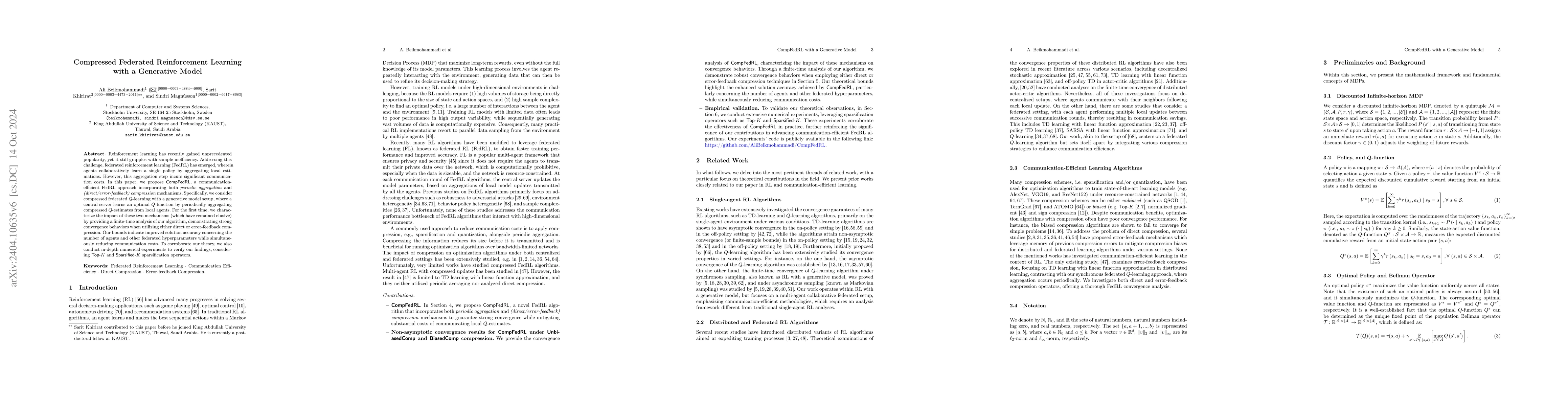 Thumbnail for Compressed Federated Reinforcement Learning with a Generative Model