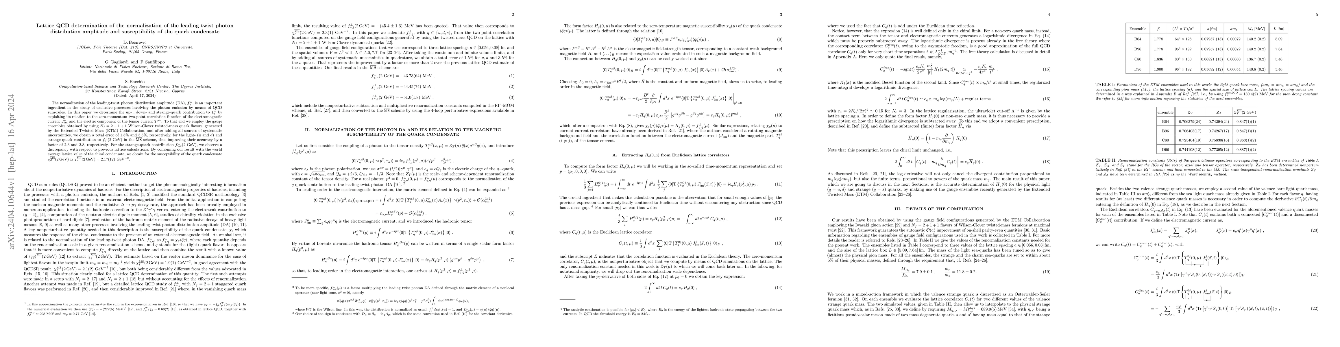 Thumbnail for Lattice QCD determination of the normalization of the leading-twist
  photon distribution amplitude and susceptibility of the quark condensate