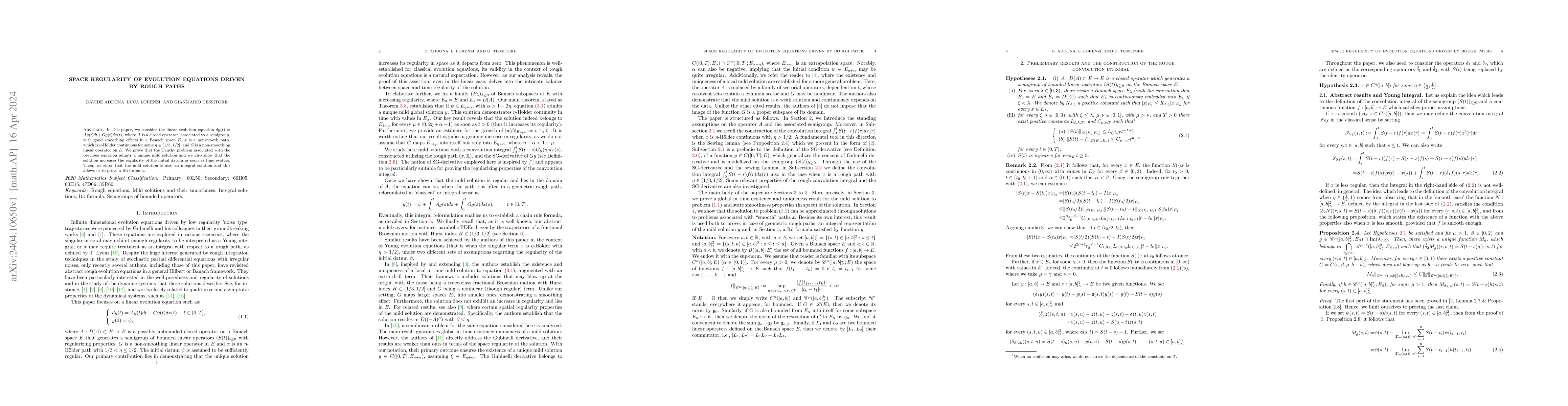 Thumbnail for Space Regularity of Evolution Equations Driven by Rough Paths